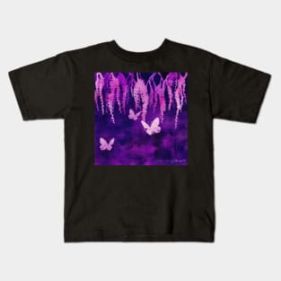 Wisteria and Butterflies Negative Painting Kids T-Shirt